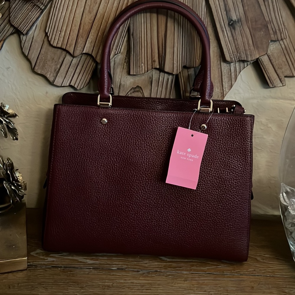 Kate Spade Leila Medium Triple Compartment Satchel Cherrywood brand New - Picture 8 of 16